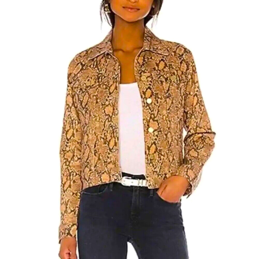 Frame Coated Denim Python Jacket - image 1